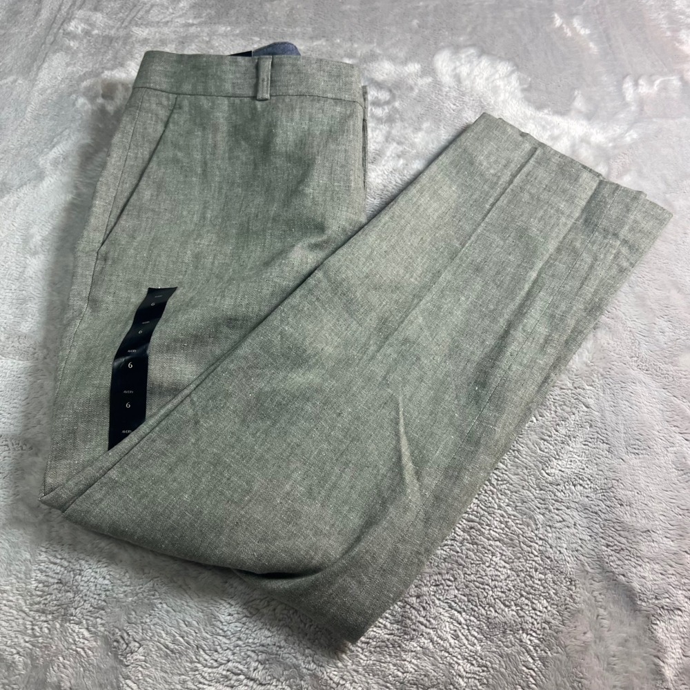 NWT Banana Republic Women 6 Avery Ankle Pants Gray Linen Blend Mid Rise Straight